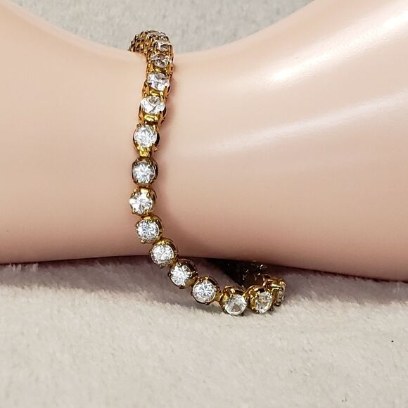 Rhinestone Earrings and Tennis Bracelet - Picture 1 of 9